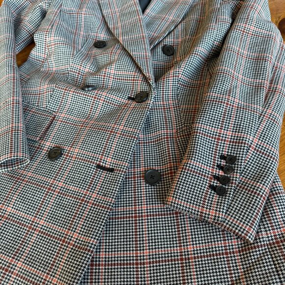 Like New WILFRED MARGAUX BLAZER DOUBLE BREASTED CHECK PLAID Sz 00 - Picture 4 of 5